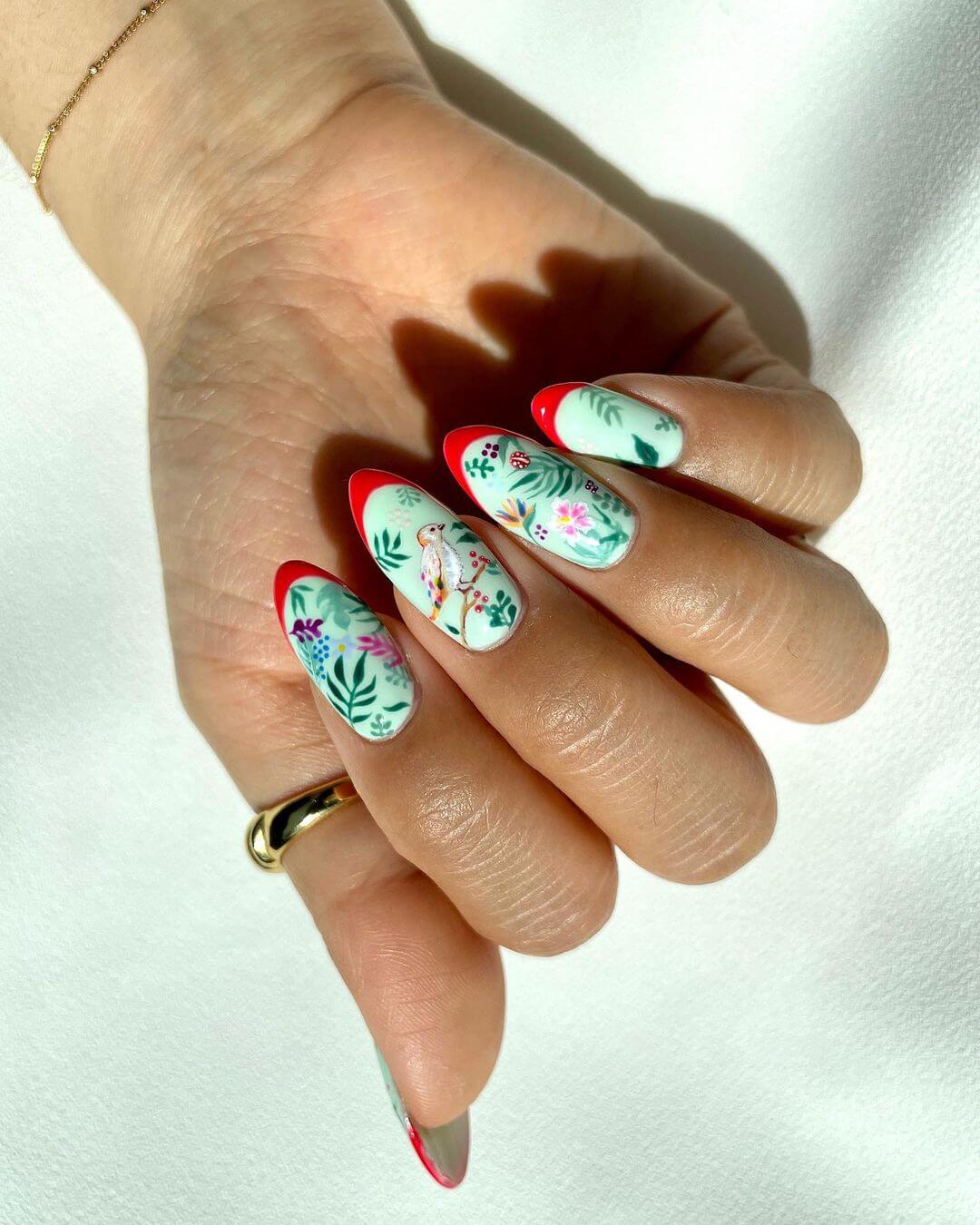 french artistico menta e rosso sansungnails