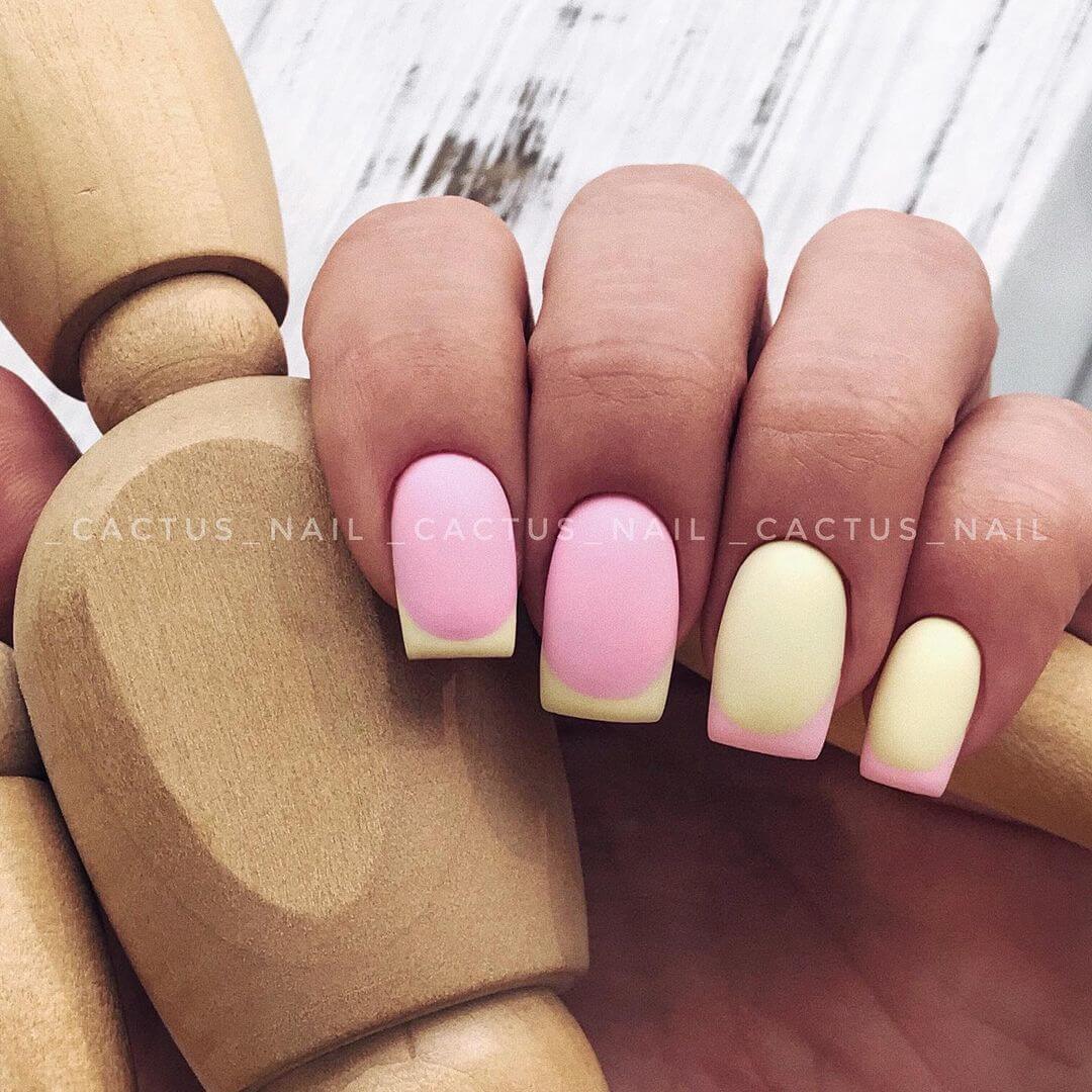 french effetto marshmallow cactus nail