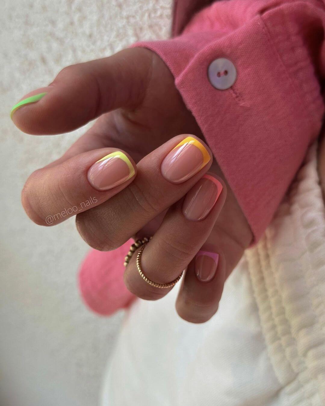 french minimal multicolor meloo nails