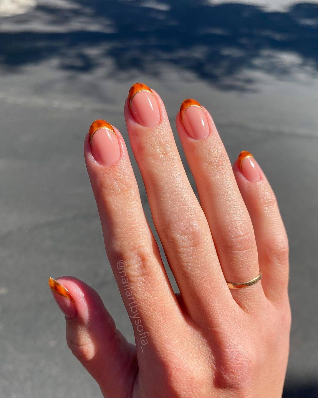 french tartarugato con linee dorate nailartbysofia