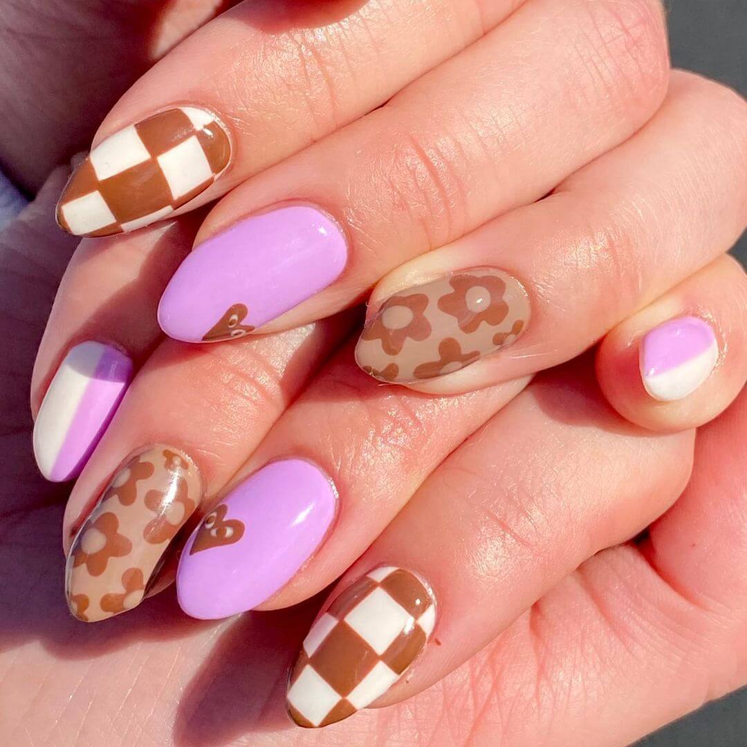 Flower power in palette marrone e lilla nailsby.syd